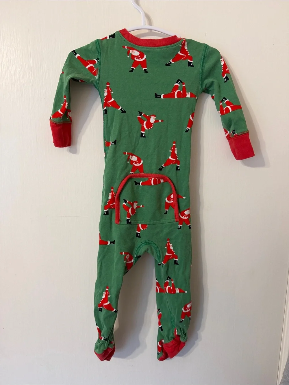 The Beaufort Bonnet Co Santa 6-12m Print One-Piece Pajamas with Red Trim